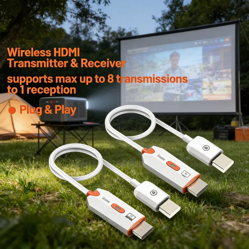Wireless HDMI-Compatible Transmitter Receiver 1080P@60Hz No Driver Needed Factory Pre-Paired Plug and Play for Projector Monitor Oasis Select