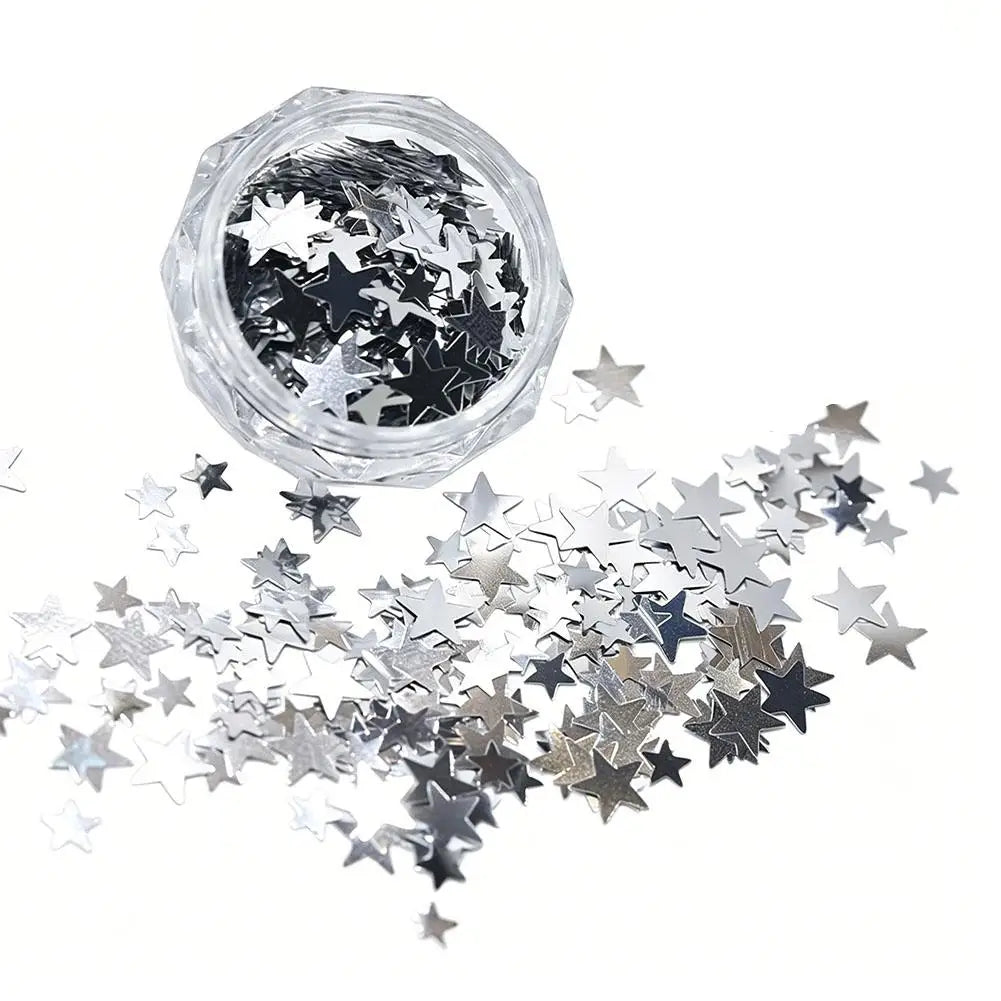Silver Glitter for Nails Design Shiny Nail Glitter Flakes Sparkling Silver Nail Sequins Starlight Sequins Glitters Nails Charms Oasis Select D