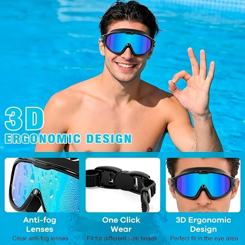 Three-piece design, adult lightweight swimming goggles, non-porous and leak-proof with adjustable headband Oasis Select