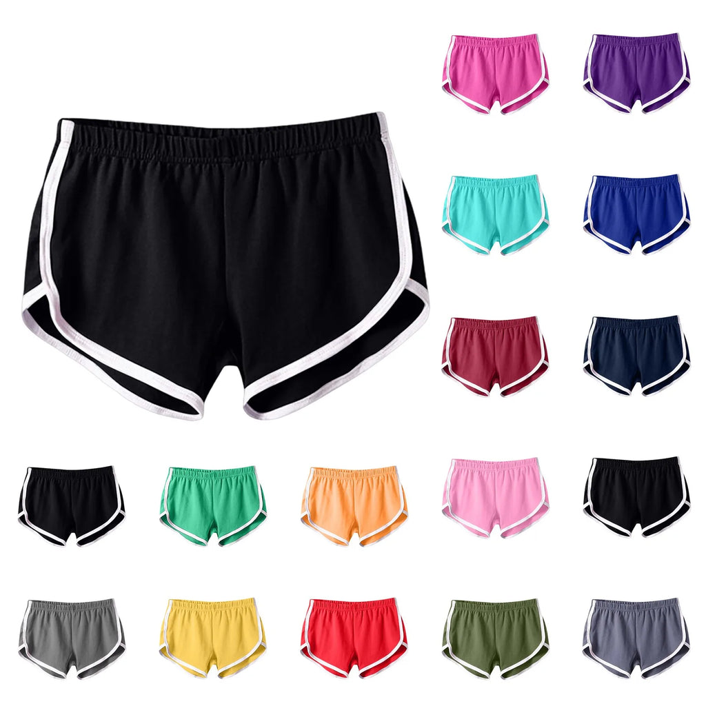 Sports Shorts Women Summer New Candy Color Anti Emptied Skinny Shorts Casual Lady Elastic Waist Beach Correndo Short Pants Oasis Select