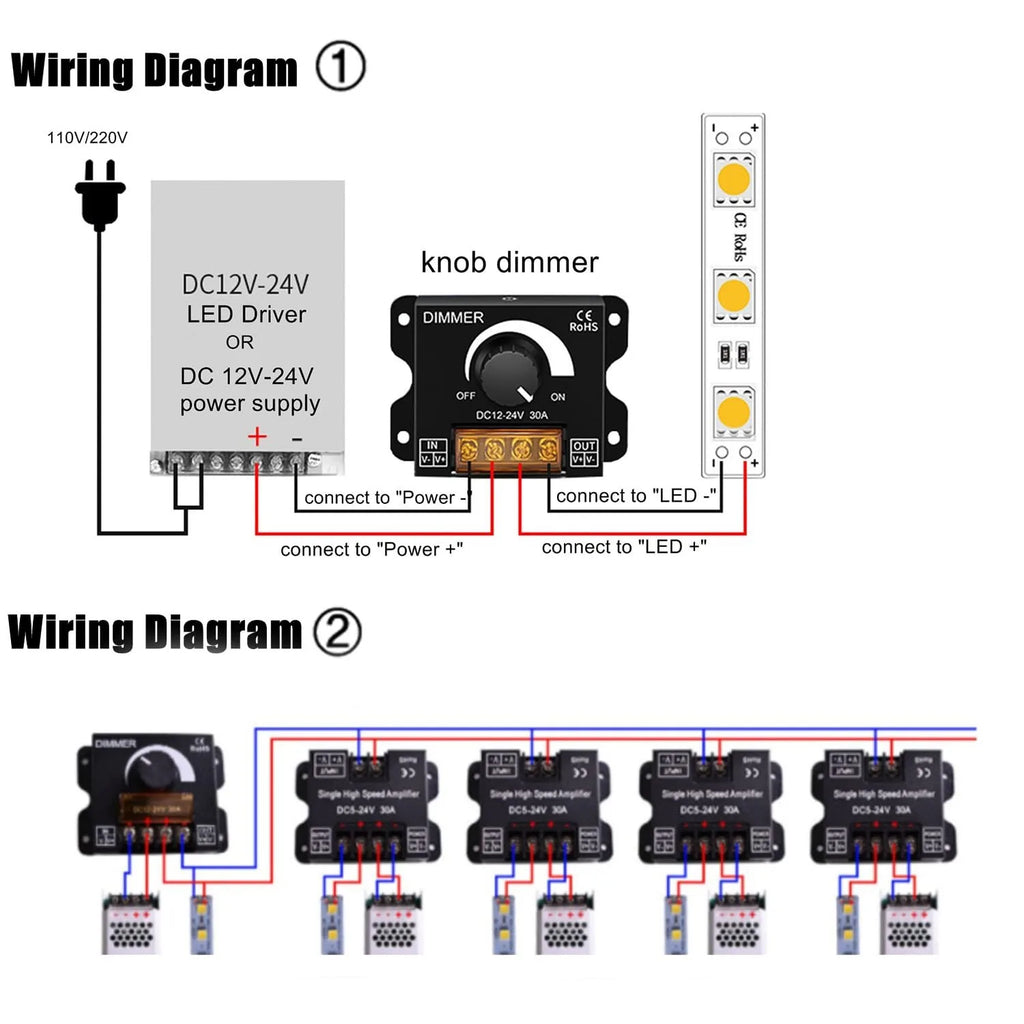 LED Dimmer 12V 24V For LED Strip 12V-24V 30A LED Light Regulator Adjustable Controller For SMD 2835 5050 LED Light Strip Oasis Select