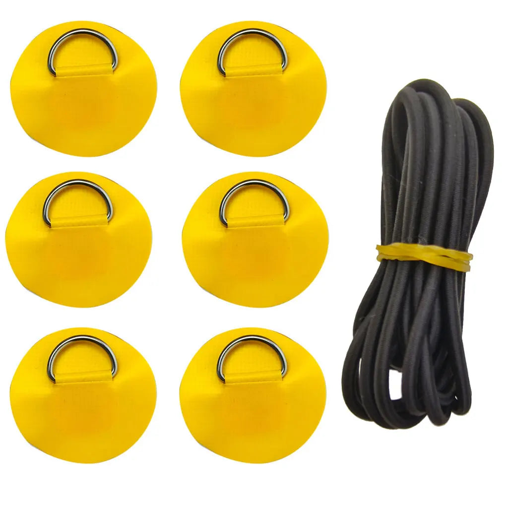 6.5CM D-Ring Patch for Inflatable Boat Kayak Dinghy SUP D-Ring PVC Patch Stand-Up Paddleboard Canoe Rafting Rope Ring Patch Oasis Select 6 Yellow 3M Rope