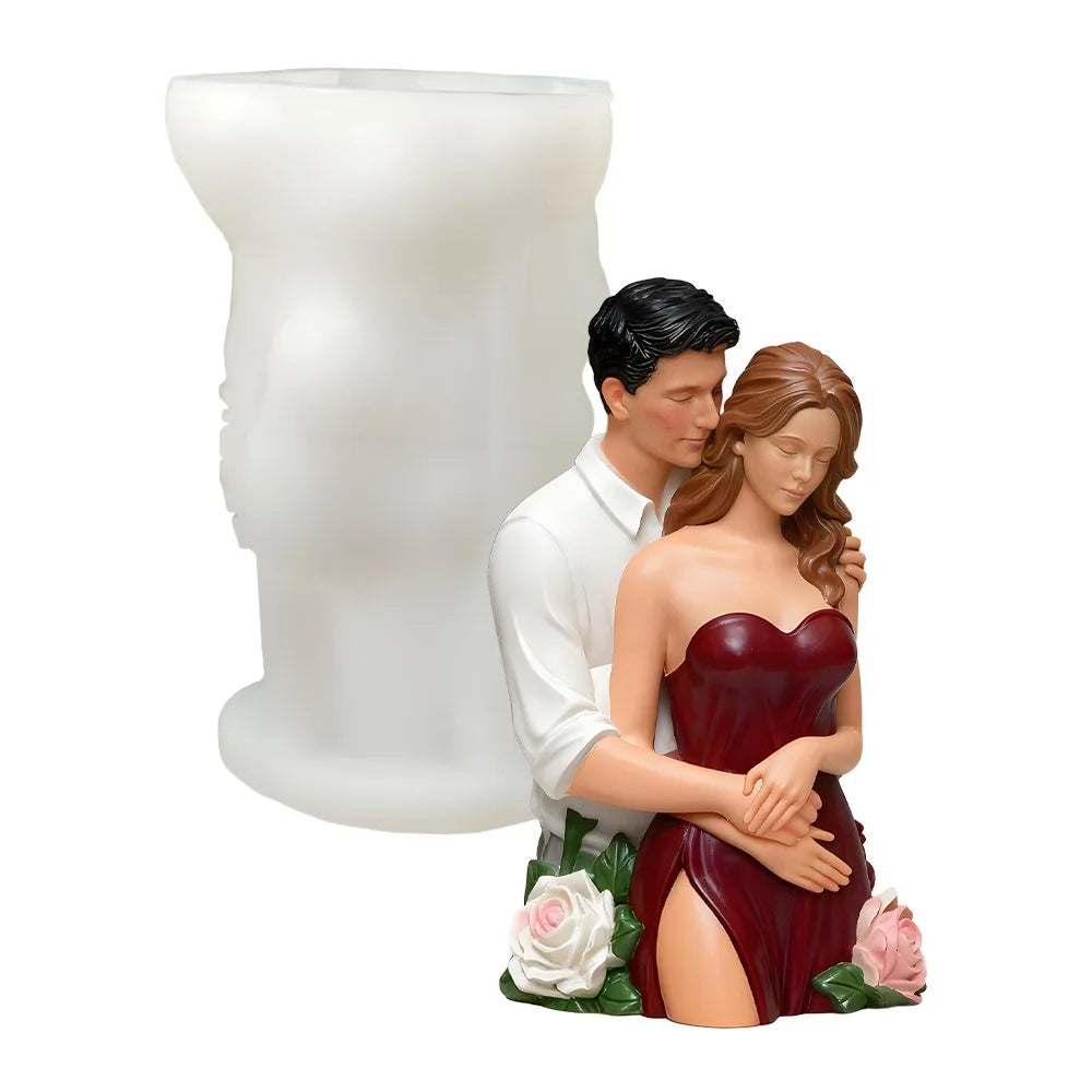 Romantic Valentine's Day Couple Candle Mold, 3D Angel Couple, Easy To Demould DIY Aromatherapy Craft Tools Oasis Select