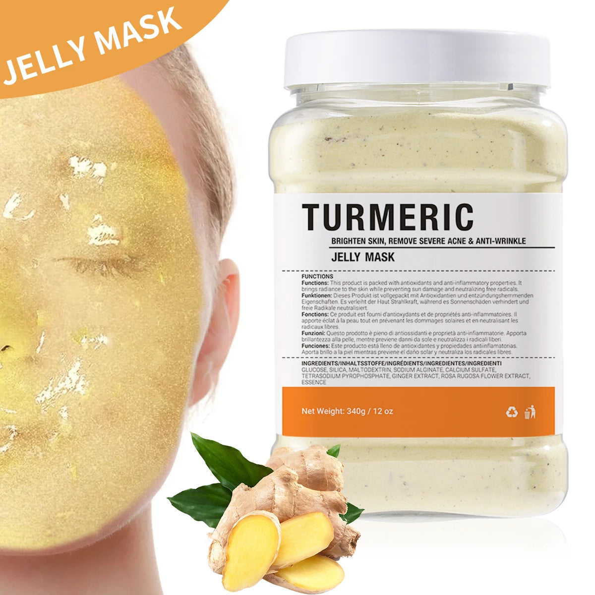 24K Gold Anti-Aging Jelly Mask Powder – Peel-Off Hydro Face Mask Peel-Off Face Mask Oasis Select Turmeric