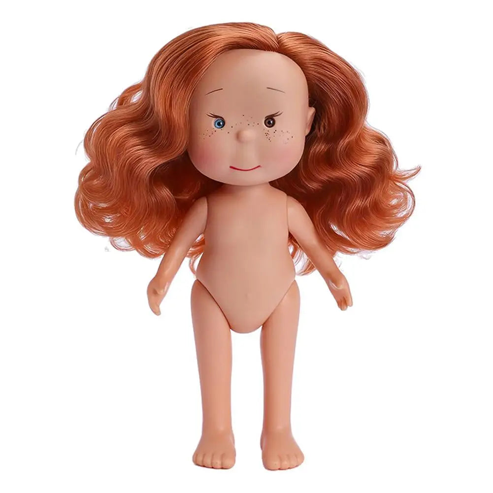 Realistic Vinyl Doll with Long Hair Unclothed Art Toy Collection Figurine Cute Face Freckles Play Doll Gift Toy Oasis Select Brown