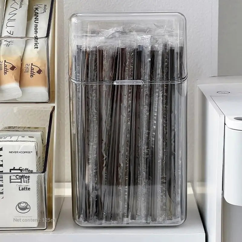 Large Transparent Pen Holder with Flip Cover | Desk Organizer