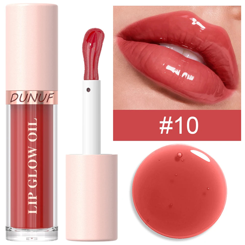 DUNUF Lip Glow Oil Moisturizing Lip Gloss Plumping Lip Oil Tinted Hydrating Lip Care Transparent Lip Balm Beauty Makeup Cosmetic Oasis Select DLAA 10