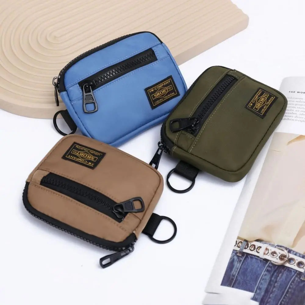 Fashion Canvas Coin Purse Card Holder Solid Color Storage Bag Zipper Earphone Bag Boy Oasis Select