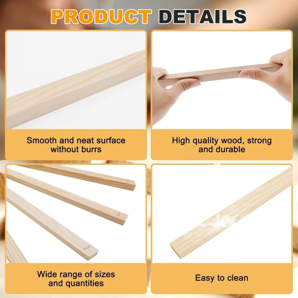 8pcs Wooden Slab Rolling Guides Set Thickness Strips Light Beige Rolling Pin Guides Smooth 3mm/5mm/7mm/10mm Clay Roller Rails Oasis Select