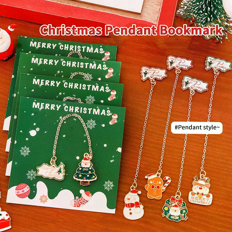 Christmas Tree Wreath Elk Metal Bookmark Christmas Book Mark Pendant Student Gift Learning Stationery Supplies For Women Men Kid Oasis Select