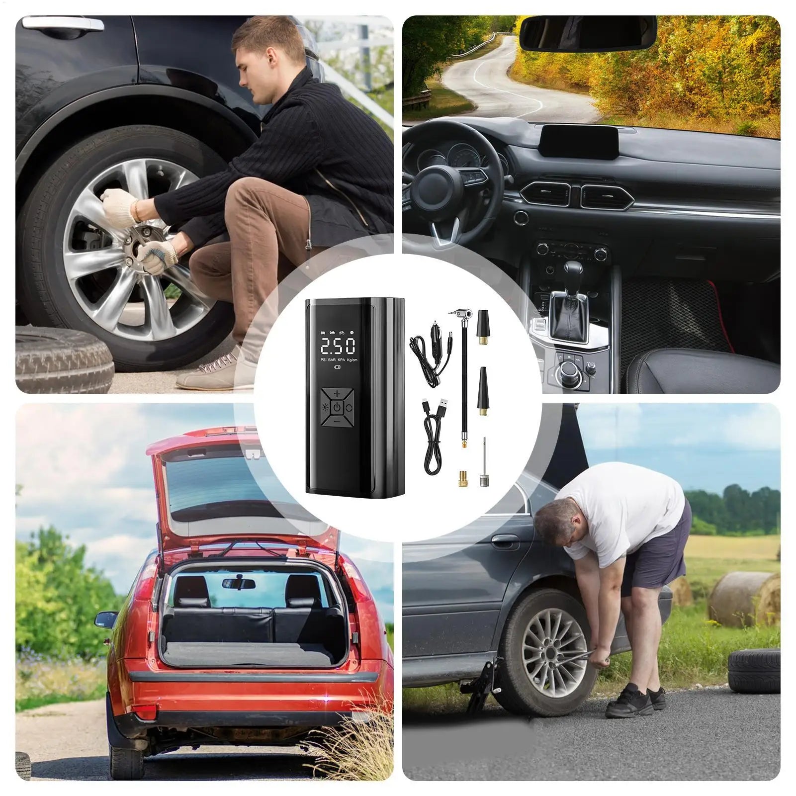 Tire Inflator Portable Tyre Inflation Equipment Smart Air Compressor Pump for Drivers SUVs Sedans RVs Bikes Motorcycles Homes Oasis Select