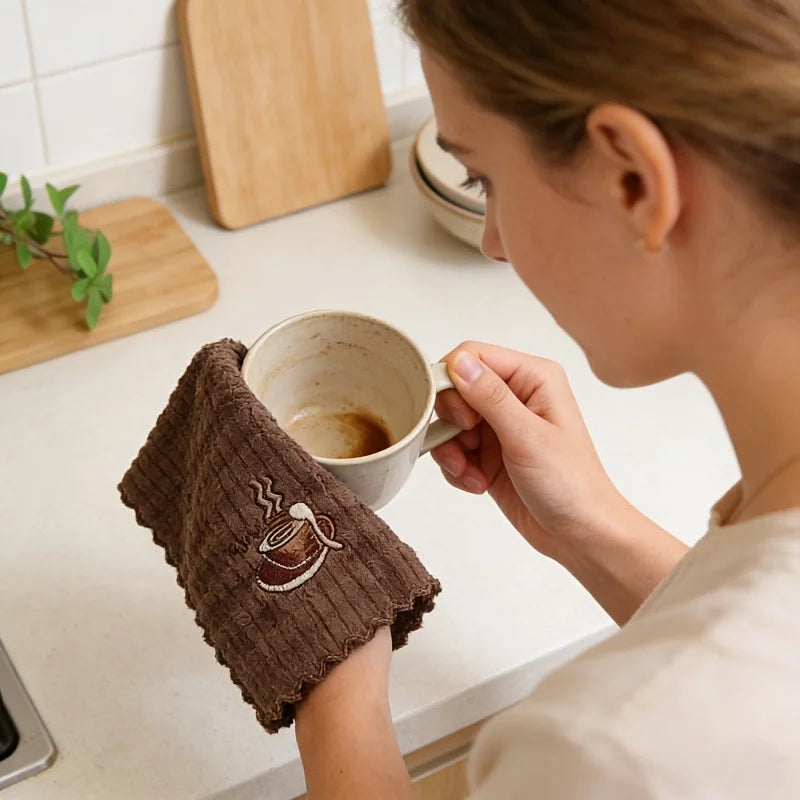 4PCS brown cloth, suitable for household use, perfect for cleaning in the kitchen, bathroom, and bedroom Oasis Select