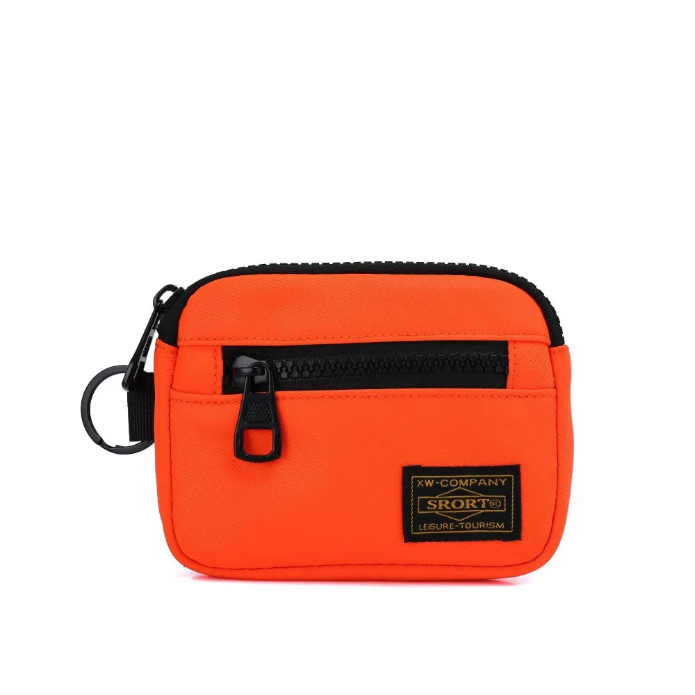Fashion Canvas Coin Purse Card Holder Solid Color Storage Bag Zipper Earphone Bag Boy Oasis Select orange