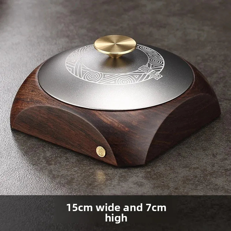 Ashtray Creative Personality Living Room Household Ebony Solid Wood with Cover Fly Ash Chinese Copper Ashtray Ashtrays Oasis Select Large size 1