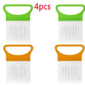 1-4pcs Stainless Steel Onion Holder Slicer Needle Fork Vegetable Fruit Slicer Tomato Cutting Holder Kitchen Tools Accessories Oasis Select mix-4pcs