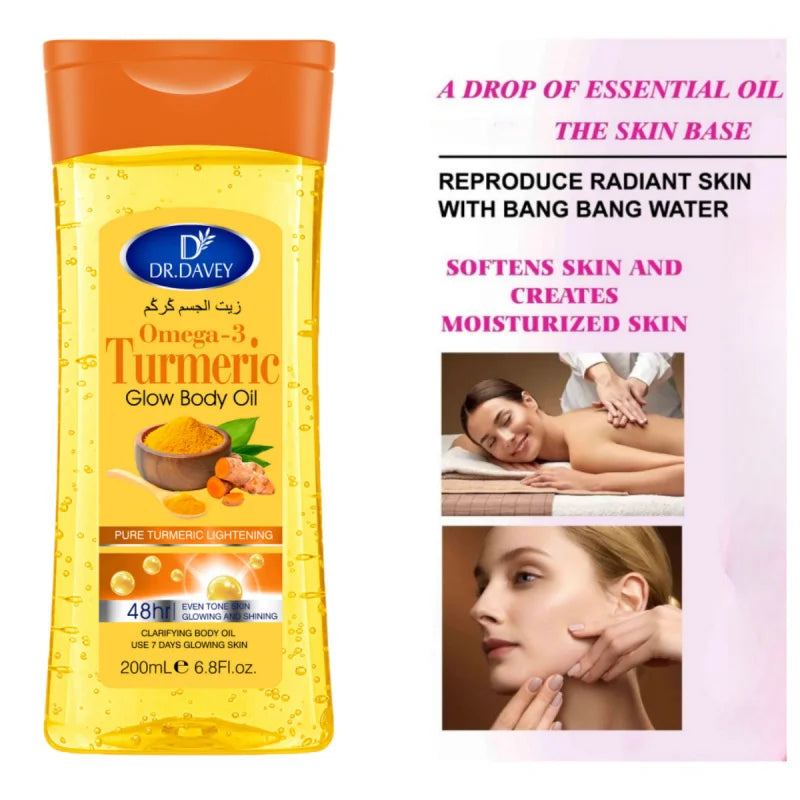DR.DAVEY Turmeric Omega-3 Glow Body Oil 200ml – Moisturizing