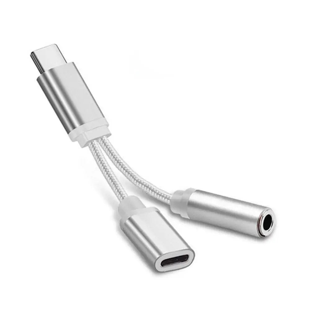 Adapter Type C to 3.5mm Aux Cable 2 In 1 3.5mm Jack Type-C To 3.5mm Connector Usb C Cable Audio Cables Type C To 3.5 mm Adapter Oasis Select silver