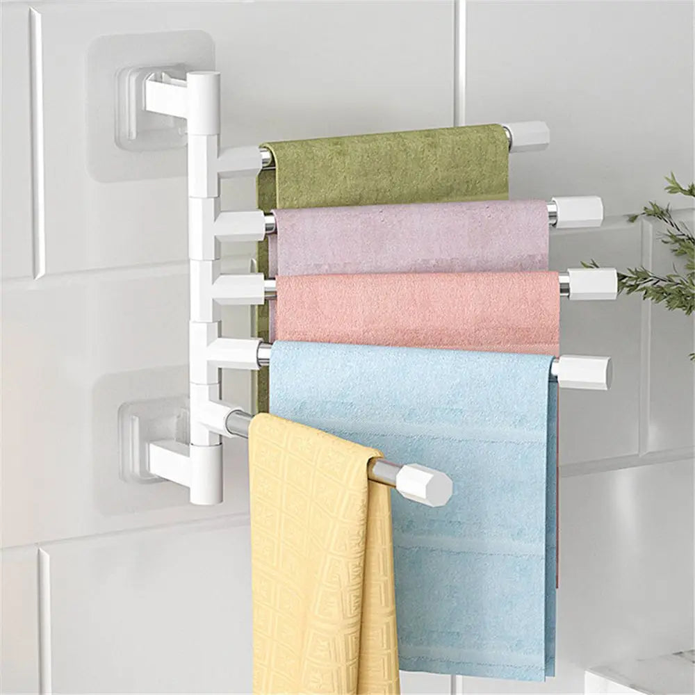 1Pc Silver Aluminum Swing Arms Towel Rack Save Space 2-8-Bar Towel Hanger Wall Mounted Bracket Hanging Holder Bathroom Tool Oasis Select
