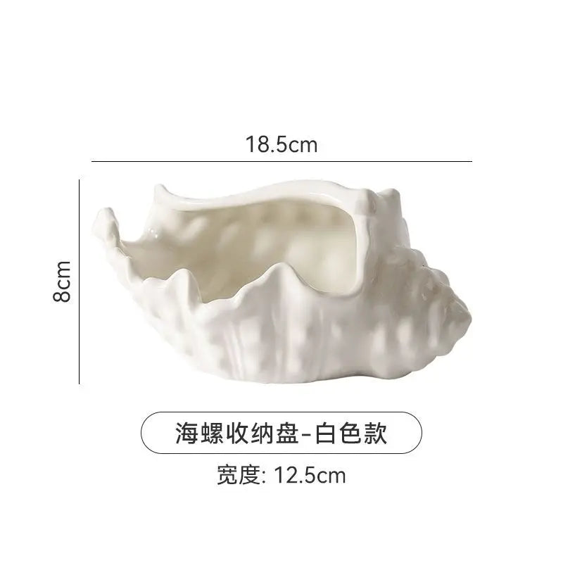 Simple Mirror-like Bright Silver Ceramic Shell-style Decorative Item Practical Key Jewelry Storage and Decoration Oasis Select White