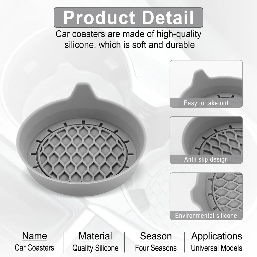 8cm Silicone Car Cup Holder Coaster – Anti-Slip Waterproof