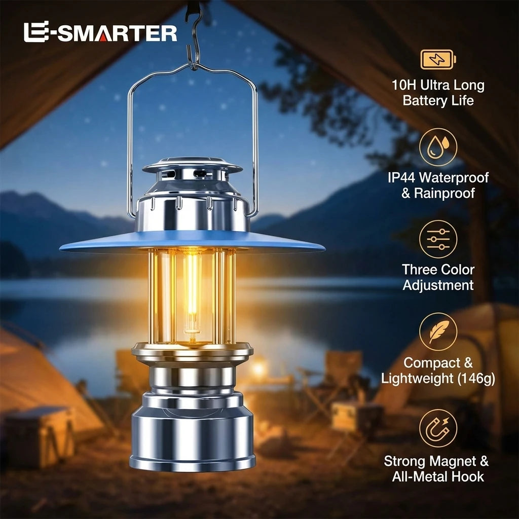 ESMARTER Vintage LED Camping Lantern – Rechargeable Portable