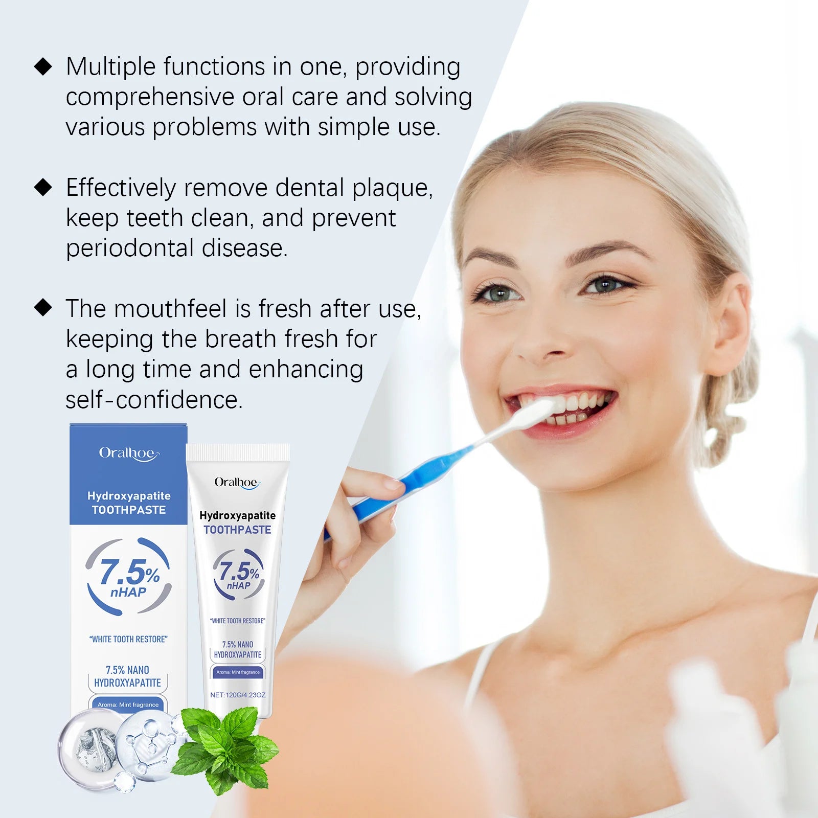 Mint Teeth Brightening Toothpaste Fresh Breath Remove Smoke Stains Oral Hygiene Reduce Yellowing Deep Cleaning Toothpastes 120g Oasis Select