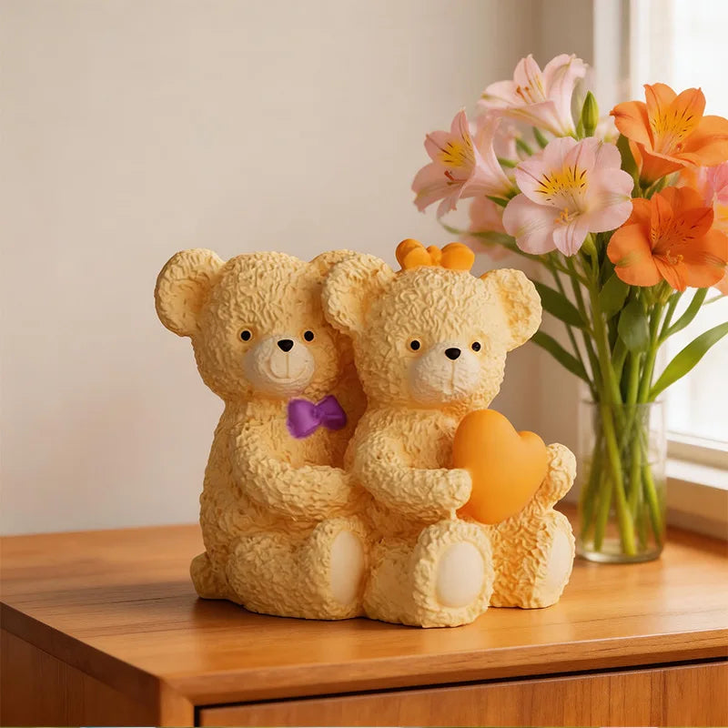 Valentine's Day Gift 3D Teddy Bear Couple Silicone Candle Mold Hugging Bear Couple Shape Epoxy Resin Mold Soap Making Tool Decor Oasis Select
