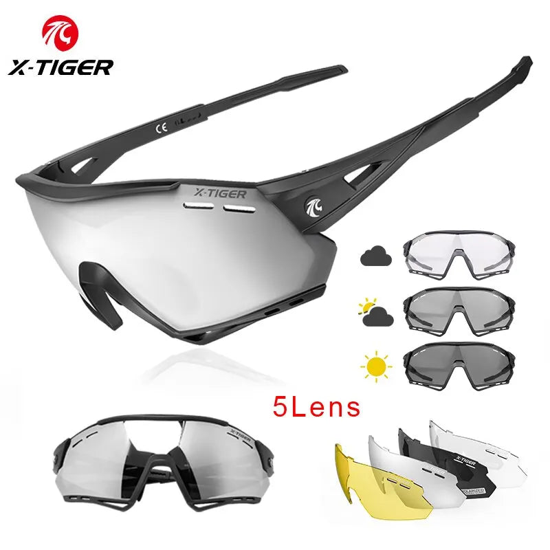 X-TIGER Photochromic Sports Sunglasses Bike Cycling Glasses Polarized UV400 Riding Driving Baseball Running Fishing Eyewear Oasis Select