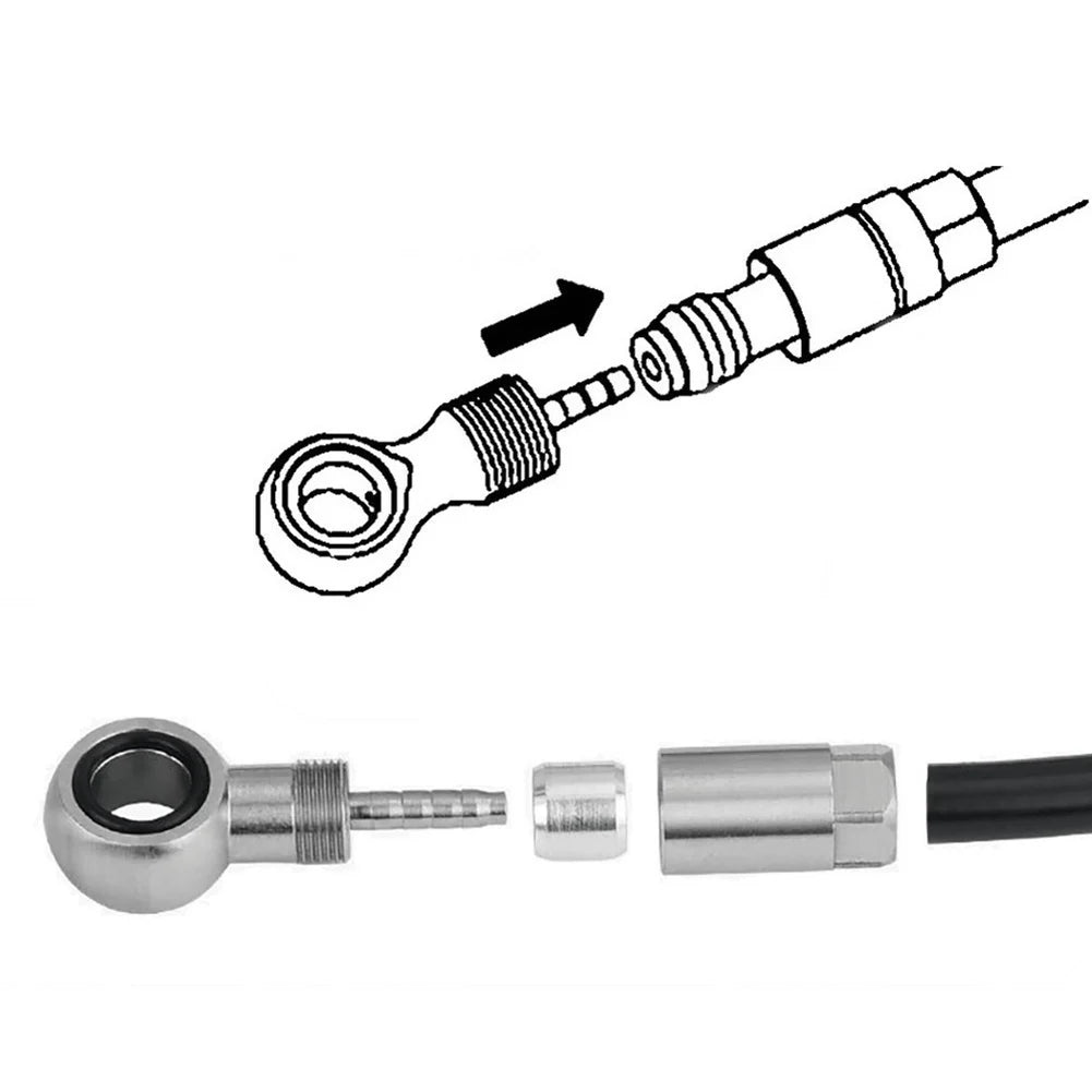 For Banjo Fitting Hydraulic Brake Olive Kit with Hose Connector Insert Nut and Sealing Rings for Bikes For Magura Oasis Select