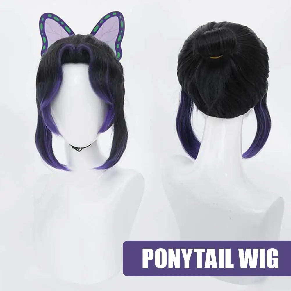 High Quality Anime Kimetsu no Yaiba Kochou Kanae Tsuyuri Kanawo Cosplay Wig Headwear Cos Props Accessories Wig Cap Oasis Select