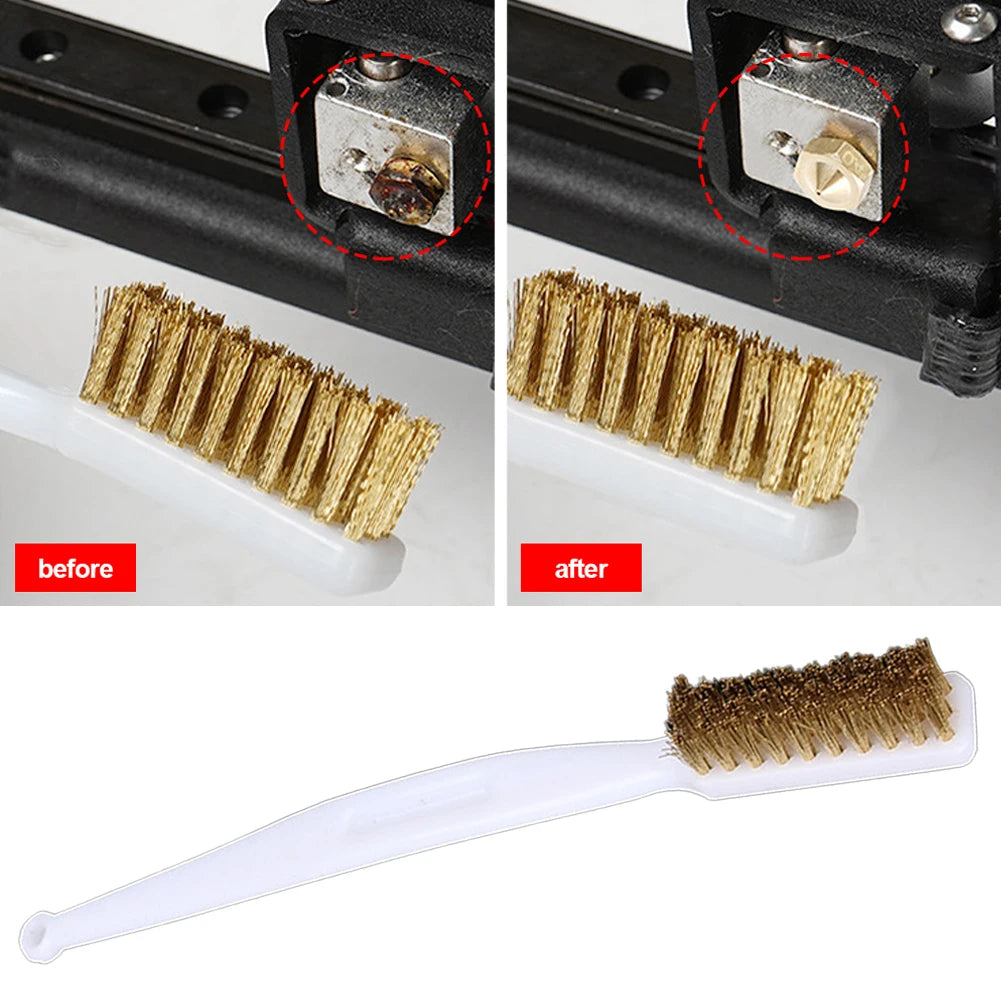 For Ender 3 Nozzle Heater Block Hotend Cleaning Hot Bed Parts Copper 3D Printer Cleaner Tool Copper Wire Toothbrush Brush Handle Oasis Select