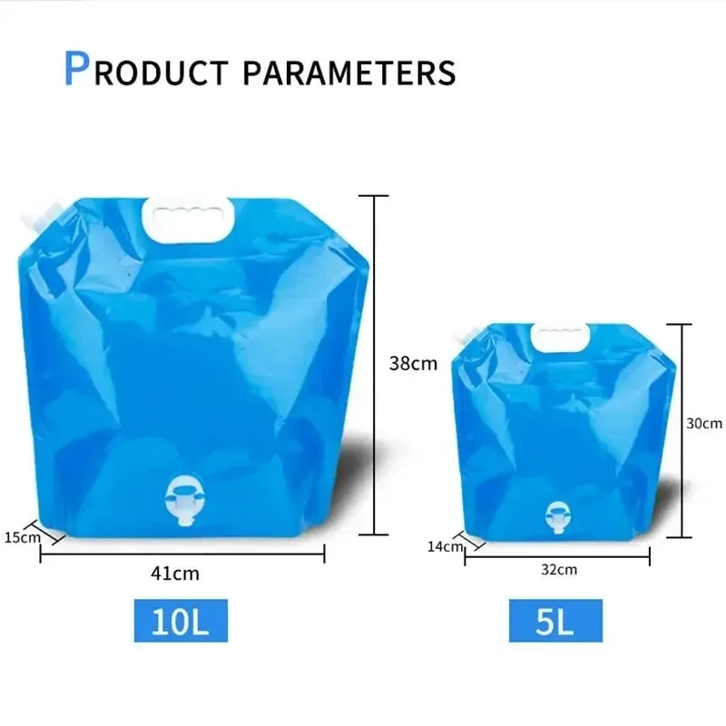 5/10L Camping Water Bag Portable Folding Water Bucket Large Water Container Outdoor Travel Collapsible Pouch Can Camping Supplie Oasis Select