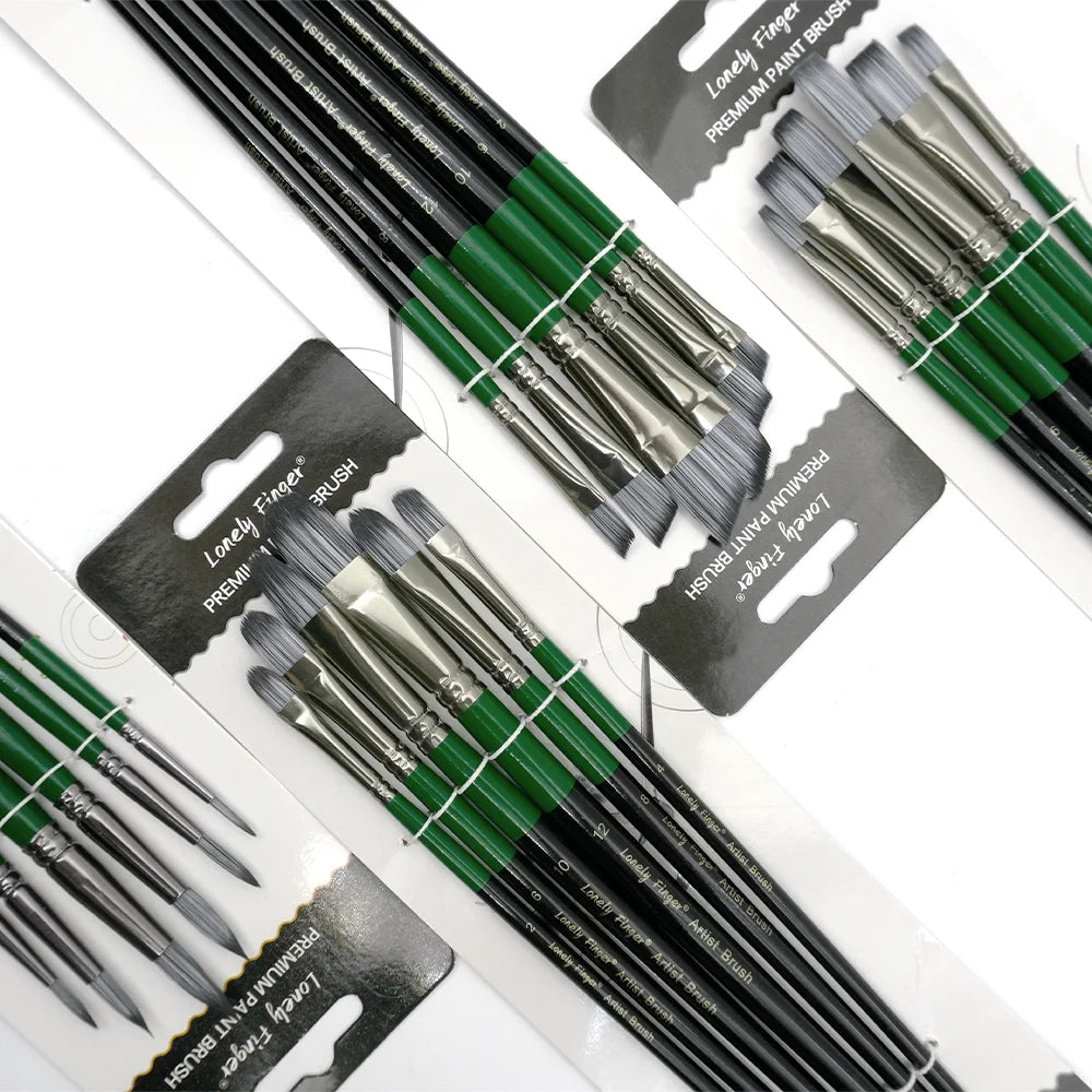 Professional Nylon Hair Artist Brushes,6/24pcs Acrylic Paint Brush Set With Round,Flat,Angle,Filbert Tips for Oil Watercolor Gou Oasis Select