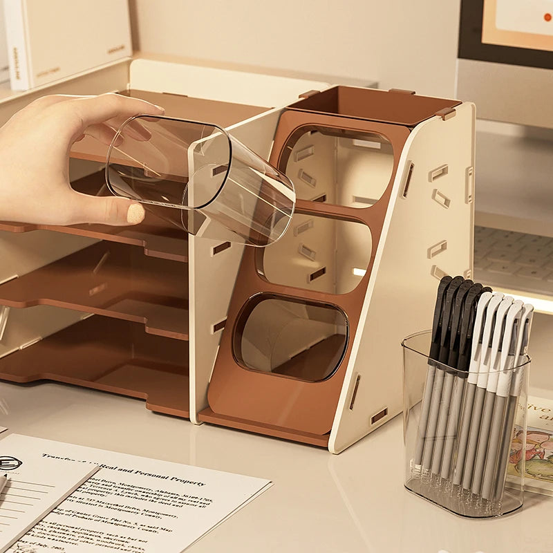 Desktop storage box, office desk file and stationery storage rack, cosmetics and skincare products storage cabinet Oasis Select