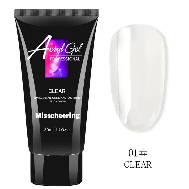 30ml/15ml Nail Extension Gel Nail Build Poly Nail Acrylic Gel UV LED Quick Extension of Crystal Model Painless Crystal Glue Oasis Select 01