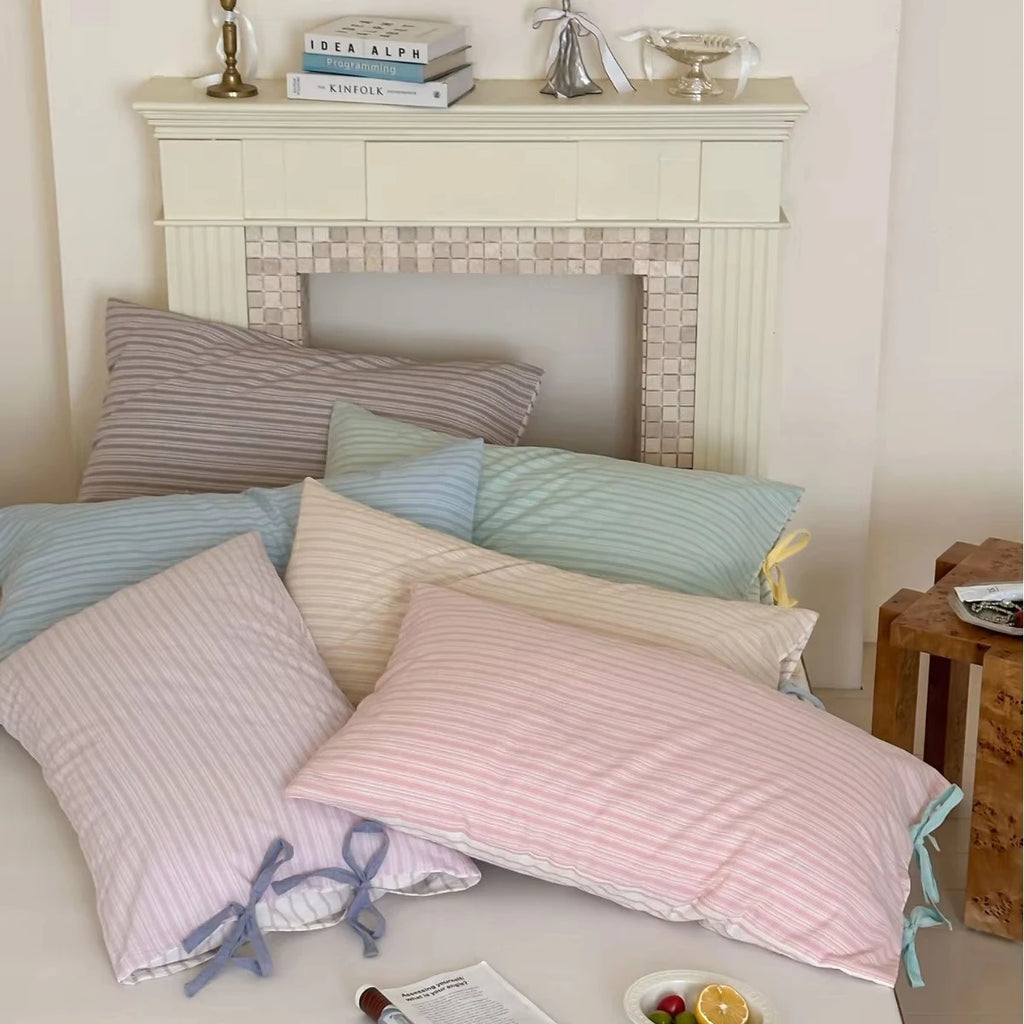 48x74cm Double Sided Stripes Bow Pillow Cases Soft Comfortable Covers Cotton Pillow Cover Pillow Sham Beds Home Decoration gifts Oasis Select
