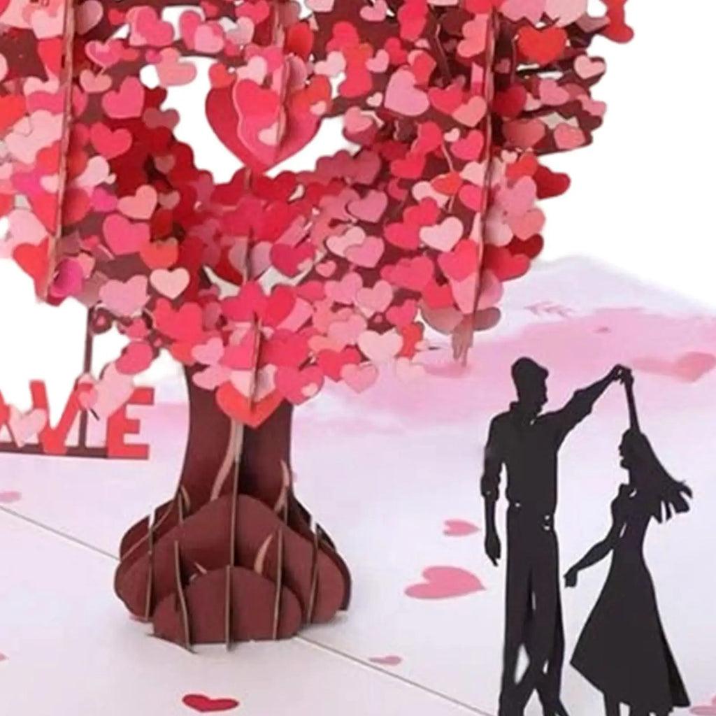 Valentines Card Romantic Theme Anniversary Card Pop-Up Mechanism 3D Heart Tree Couple Card Heart Tree Design Greeting Cards Oasis Select