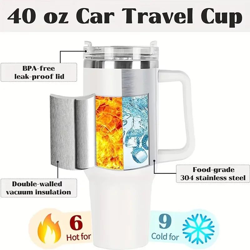40oz Tumbler Vacuum Insulated Thermos Custom Travel Cup Stainless Steel Water Bottle Coffee Mugs With Handle Outdoor Drinkware Oasis Select