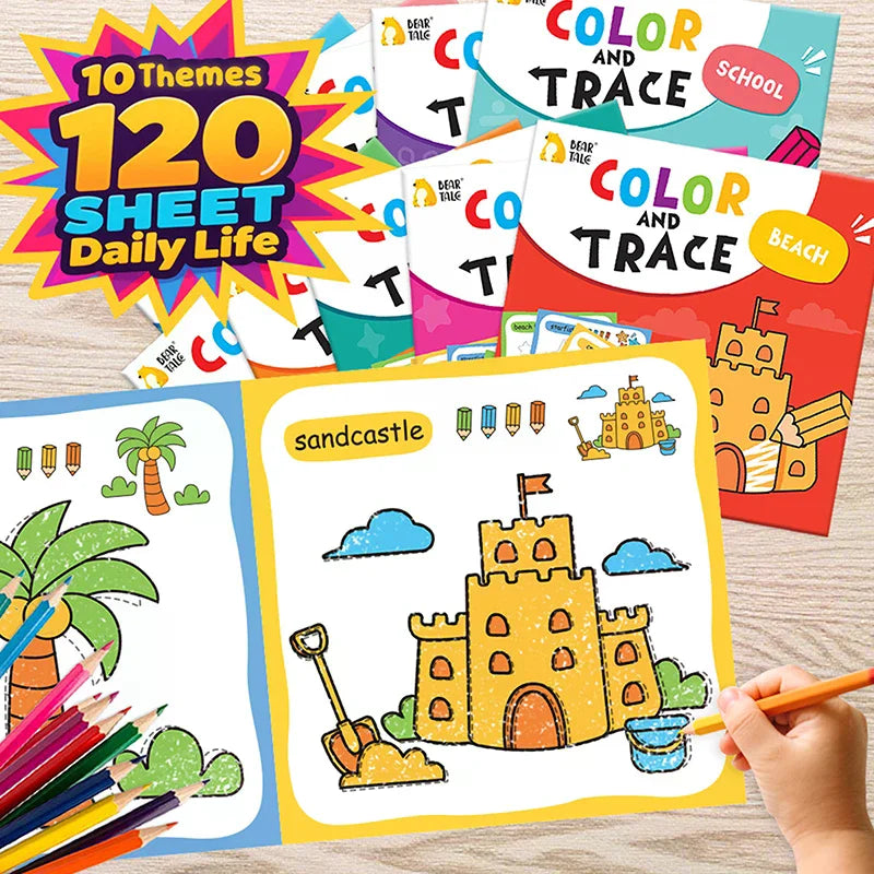 10 Book Set, Children's Coloring Book To Enhance Cognitive Thinking, Including 10 Cartoon Themes For Boys And Girls Oasis Select