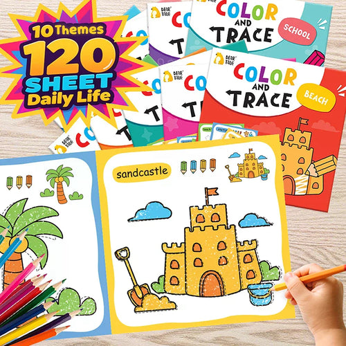 10 Book Set, Children's Coloring Book To Enhance Cognitive Thinking, Including 10 Cartoon Themes For Boys And Girls Oasis Select