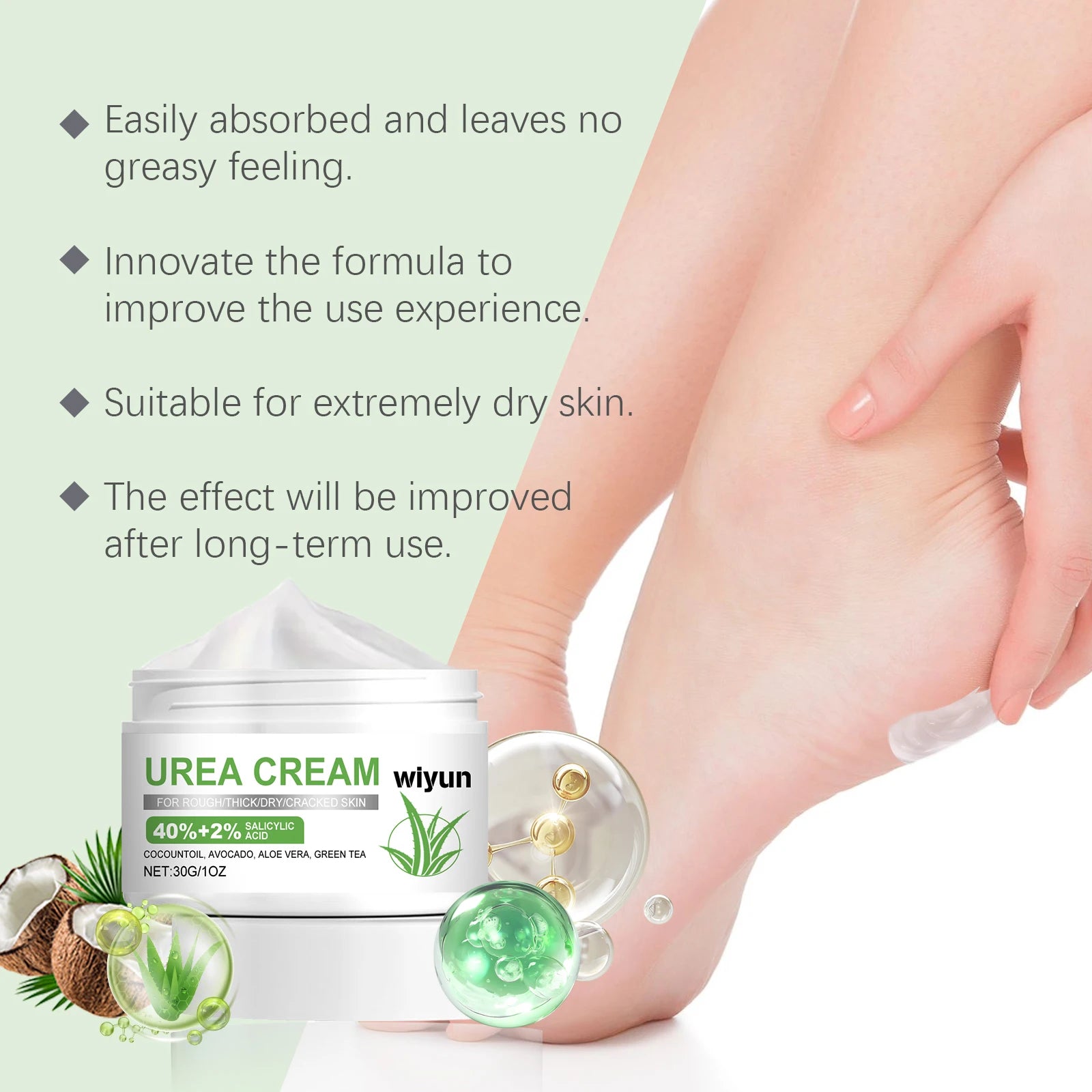 40% Urea Foot Care Cream Overnight Moisturizing Removes Dead Skin Nourishing Dry Rough Repair Cracked Heels & Calluses Moisture Oasis Select