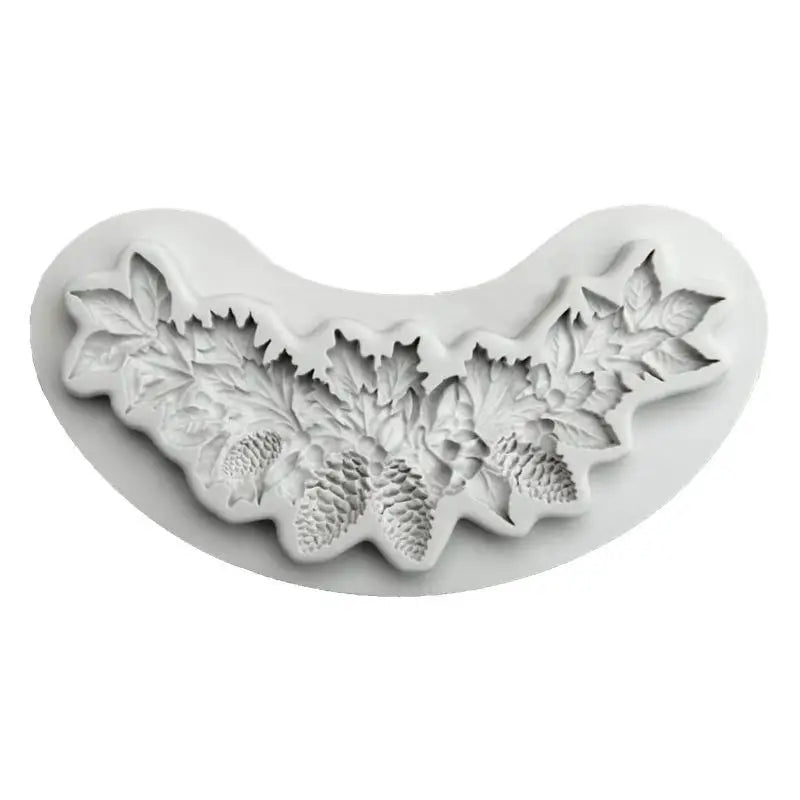 Christmas Silicone Mold Pinecone Fondant Cake Decoration Silicone Mold Hand Made Decorating Leaves Chocolate Candy Kitchenware Oasis Select Gray