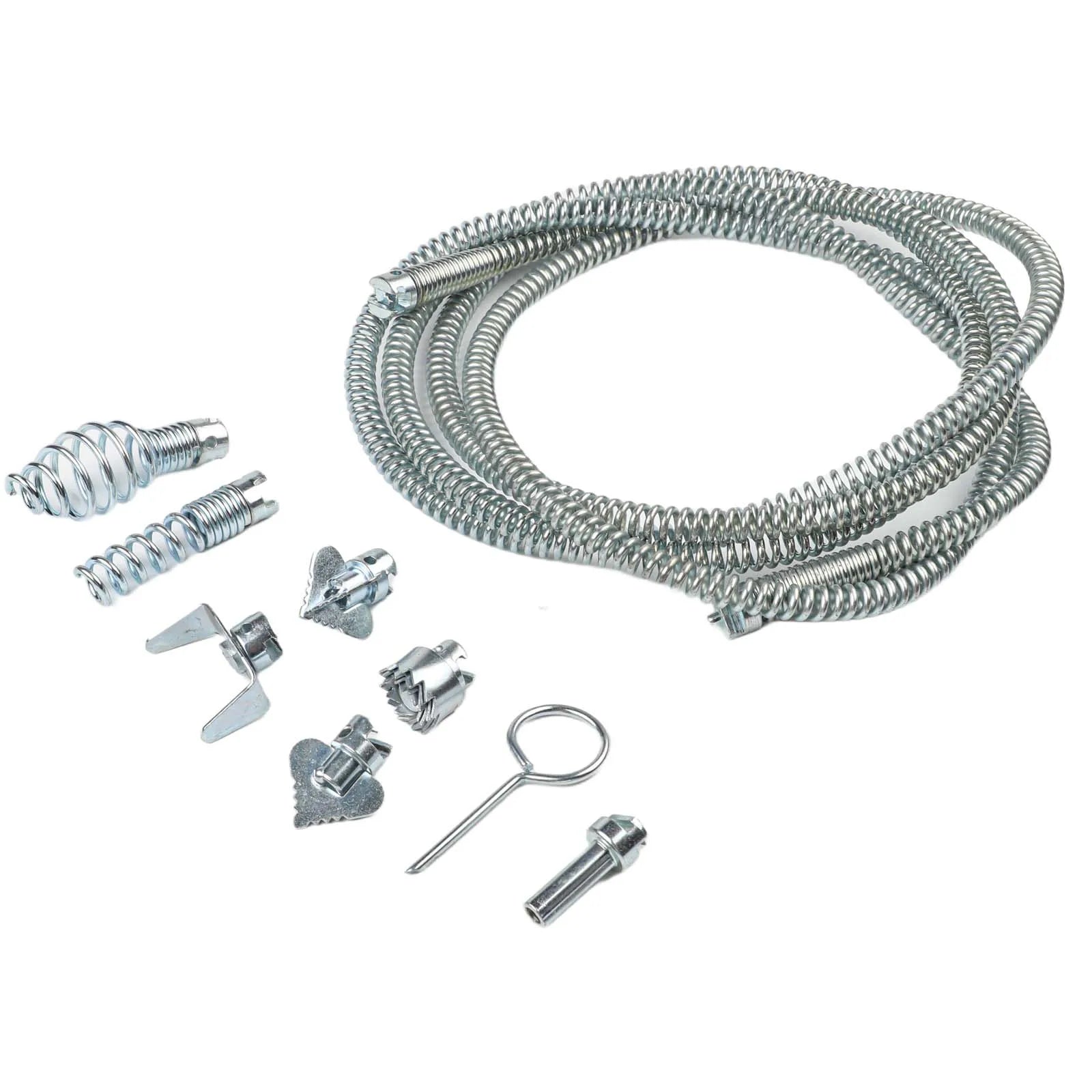 Pipe Cleaning Spiral With 6 Interchangeable Cutting Heads Pipe Unclogging Tool For Electric Pipe Cleaning Machine Oasis Select A