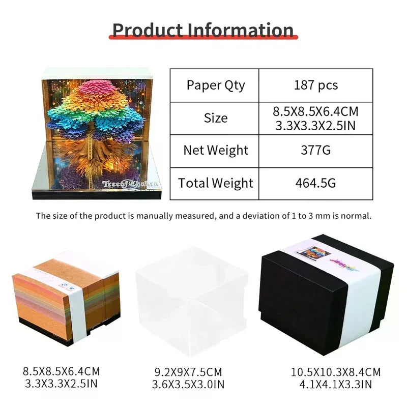 Time Piece Calendar 2026 Desk Calendar With LED Light 3D Tear-away Calendar Paper Carving Art Memo Pad Notepad Gift Christmas Oasis Select