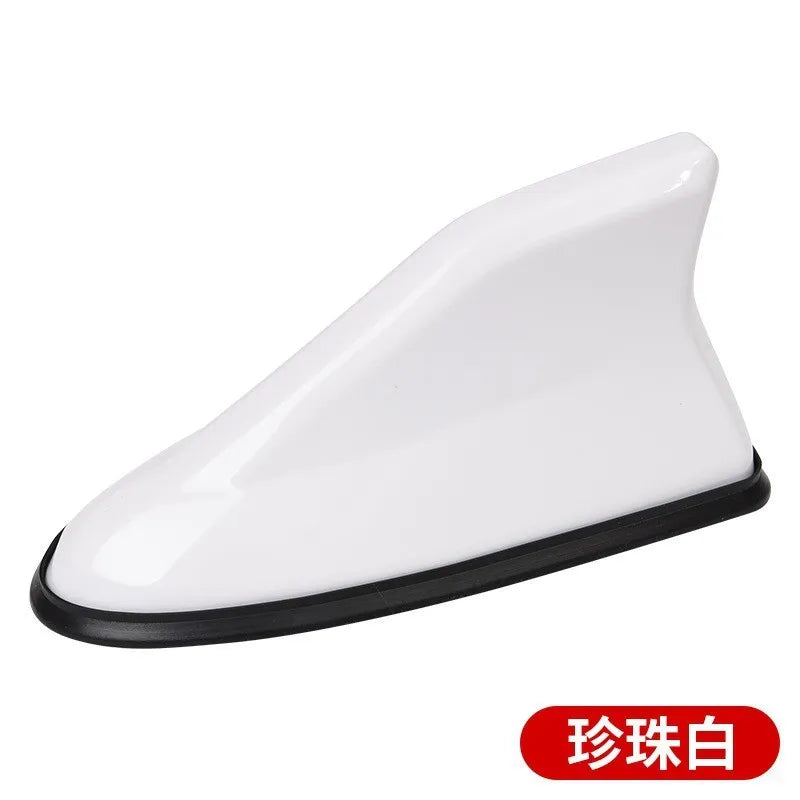 Car Shark Fin Antenna Cover Universal Carbon Fiber Look Radio Signal Aerials Roof Exterior Accessories Decoration for SUV Truck Oasis Select WHITE