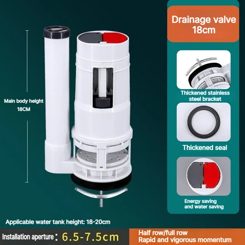 Split Toilet Drain Valve Two-button Toilet Water Outlet Valve Water Tank Dual Flush Fill Drain Flush Cistern Valve Fittings Oasis Select 18 CM