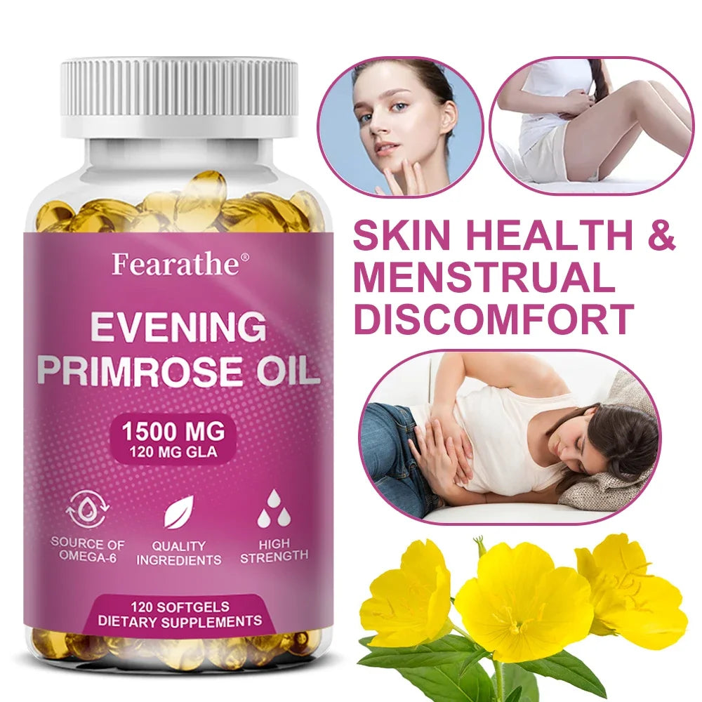 Evening Primrose Oil 1500mg 120 Capsules – Hormonal Balance Herbal Oil Supplement Oasis Select