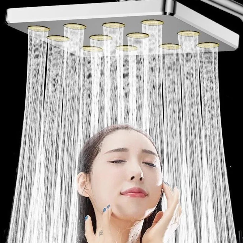 High-Pressure Square Rainfall Shower Head Set – Universal Fit