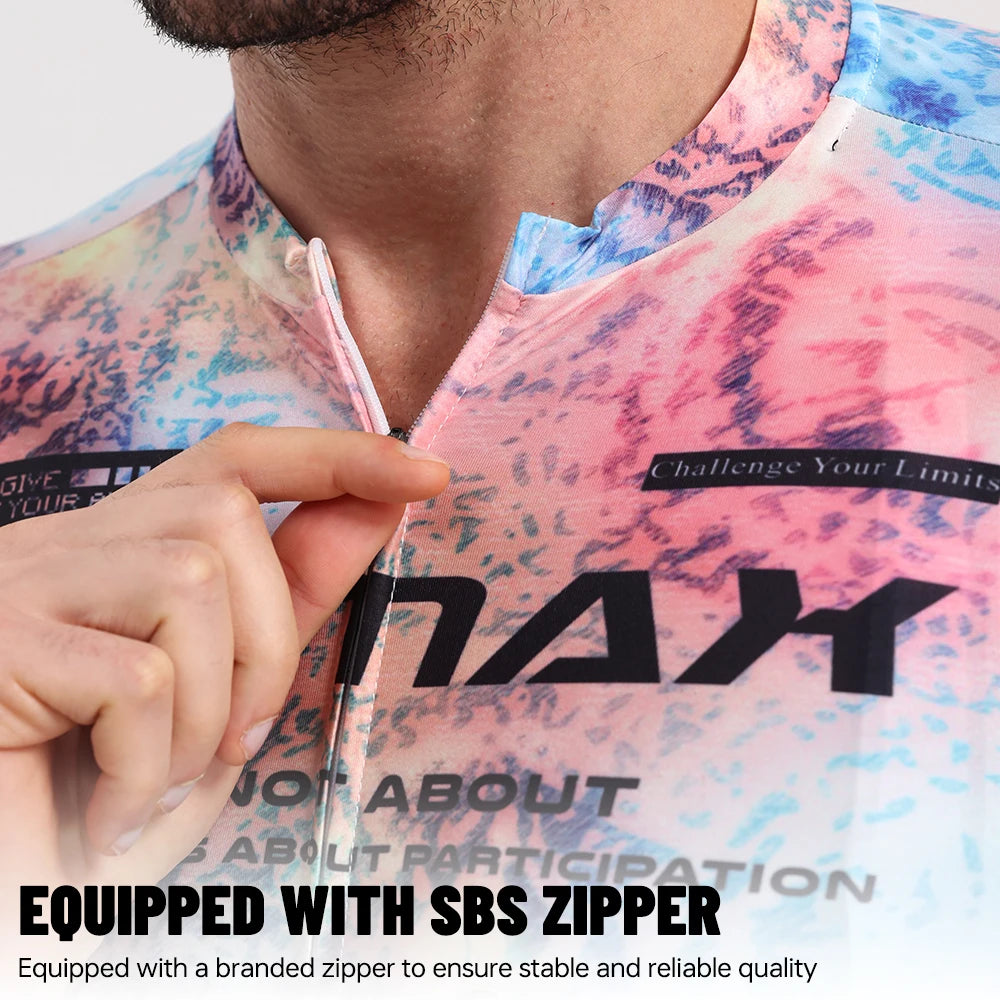 PHMAX Men's Bicycle Jerseys Short Sleeve Breathable Road Maillot Bicicleta Summer Quick Dry Pro Cycling Apparel With 3 Pockets Oasis Select
