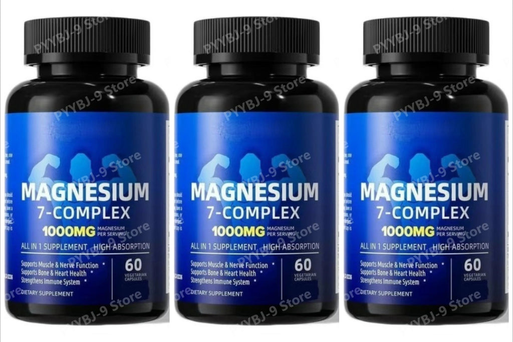 Magnesium 7 Complex 1000mg – Glycinate, Citrate, Zinc, D3 & B6 60ct Magnesium Supplement Oasis Select 3 bottles